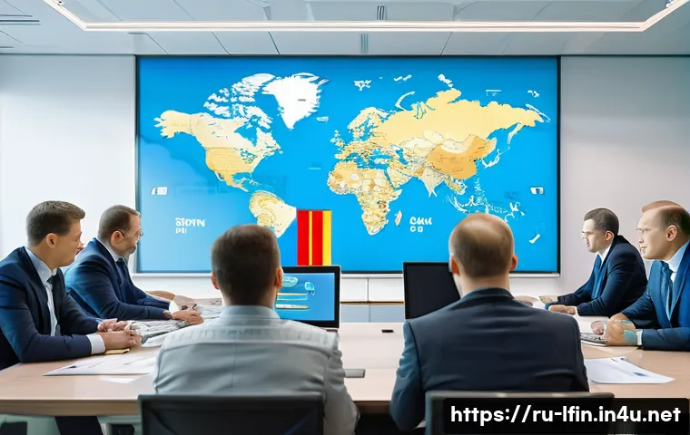 지방재정 실무에서 자주 쓰는 용어 - A detailed scene of a modern Russian municipal office meeting room where diverse local officials are...