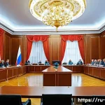 지방재정전문가로서 현장에서 얻은 교훈 - A modern municipal budget planning meeting in a Russian city hall, diverse group of local officials ...