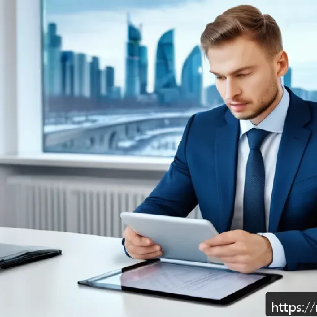 지방재정전문가를 위한 자기관리 비법 - A modern Russian municipal office setting showing a focused professional in business attire prioriti...
